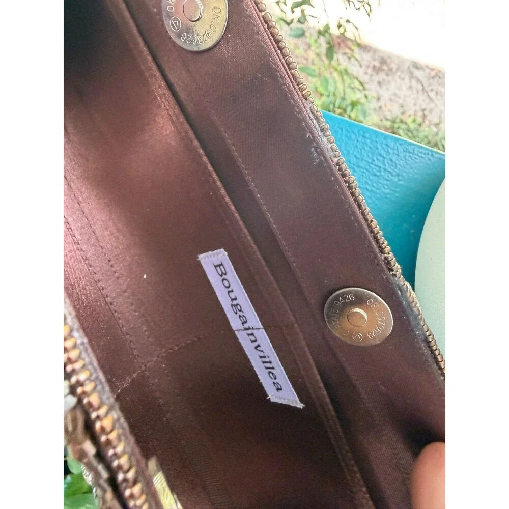 Beaded evening Brown Clutch with Rhinestones NOS